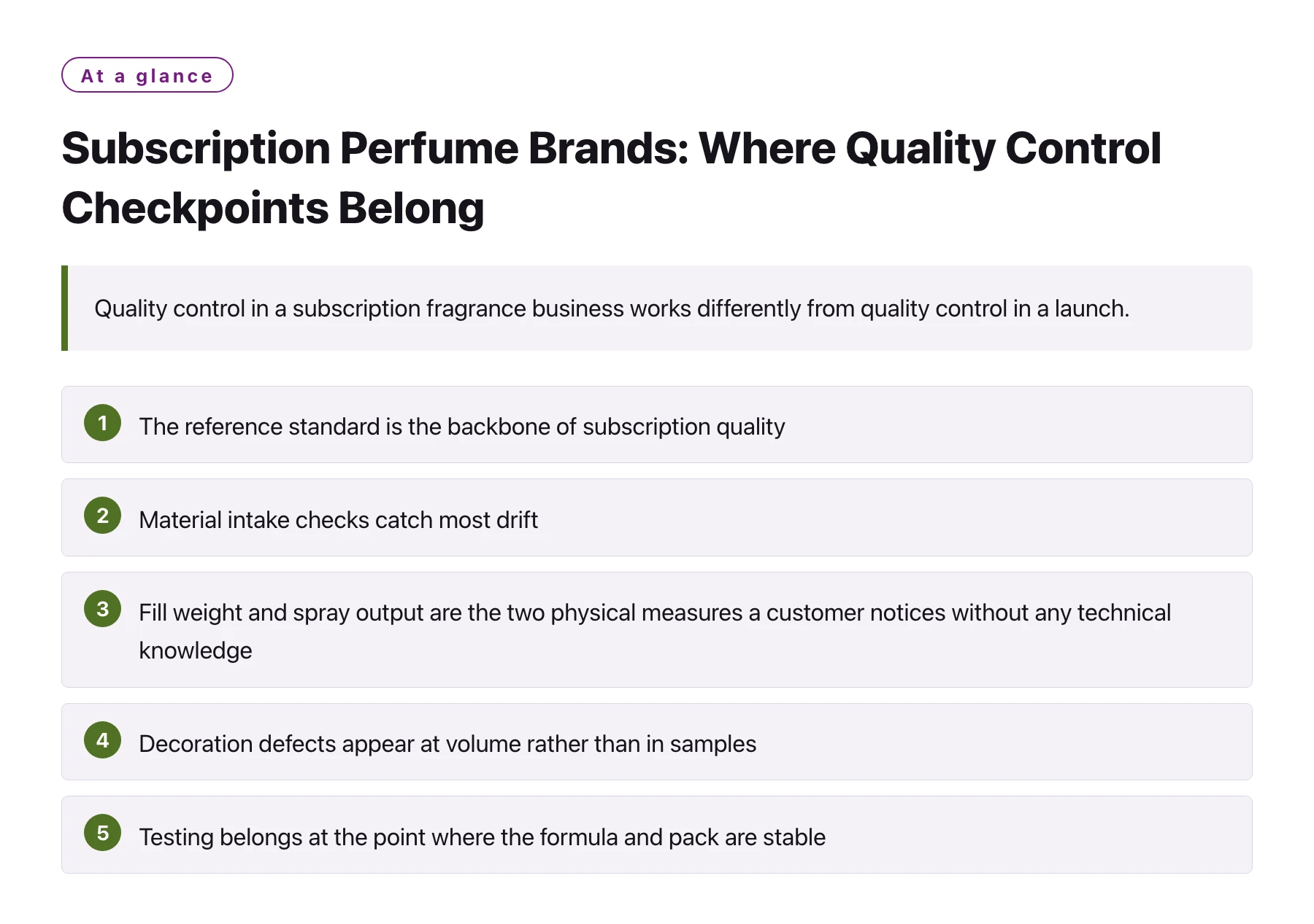 Subscription Perfume Brands: Where Quality Control Checkpoints Belong——全文要点速览